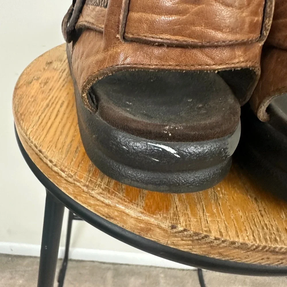 Mephisto Sam Mens 10 Fisherman Sandals Brown Leather Adjustable Buckled Strap